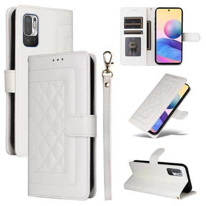 Xiaomi Redmi Note 10 5G Diamond Lattice Leather Flip Phone Case - Durable and Convenient Holder with Precision Cutouts