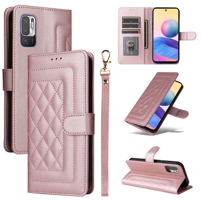 Xiaomi Redmi Note 10 5G Diamond Lattice Leather Flip Phone Case - Durable and Convenient Holder with Precision Cutouts