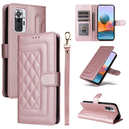 Xiaomi Redmi Note 10 Pro Diamond Lattice Leather Flip Phone Case - Durable and Convenient Holder with Precision Cutouts