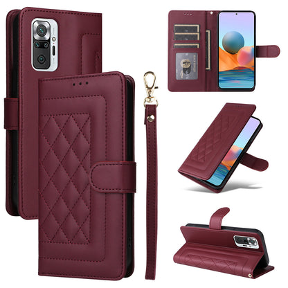 Xiaomi Redmi Note 10 Pro Diamond Lattice Leather Flip Phone Case - Durable and Convenient Holder with Precision Cutouts