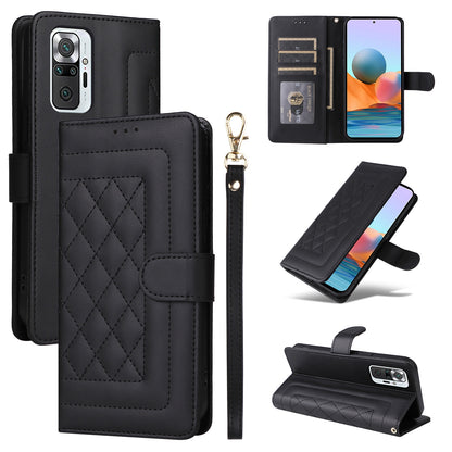 Xiaomi Redmi Note 10 Pro Diamond Lattice Leather Flip Phone Case - Durable and Convenient Holder with Precision Cutouts