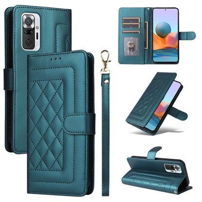 Xiaomi Redmi Note 10 Pro Diamond Lattice Leather Flip Phone Case - Durable and Convenient Holder with Precision Cutouts