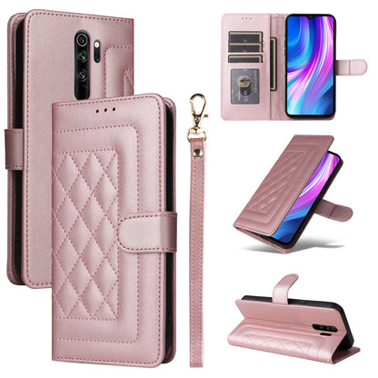 Xiaomi Redmi Note 8 Pro Diamond Lattice Leather Flip Phone Case - Durable and Convenient Holder with Precision Cutouts