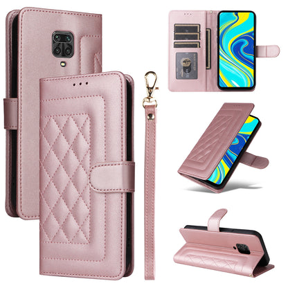 Xiaomi Redmi Note 9s Diamond Lattice Leather Flip Phone Case - Durable and Convenient Holder with Precision Cutouts