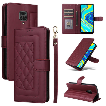 Xiaomi Redmi Note 9s Diamond Lattice Leather Flip Phone Case - Durable and Convenient Holder with Precision Cutouts