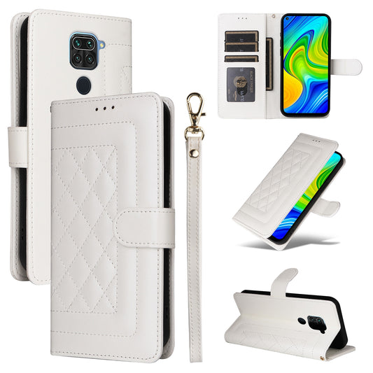 Xiaomi Redmi Note 9 Diamond Lattice Leather Flip Phone Case - Durable and Convenient Holder with Precision Cutouts