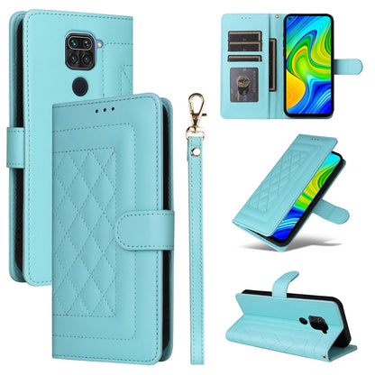 Xiaomi Redmi Note 9 Diamond Lattice Leather Flip Phone Case - Durable and Convenient Holder with Precision Cutouts