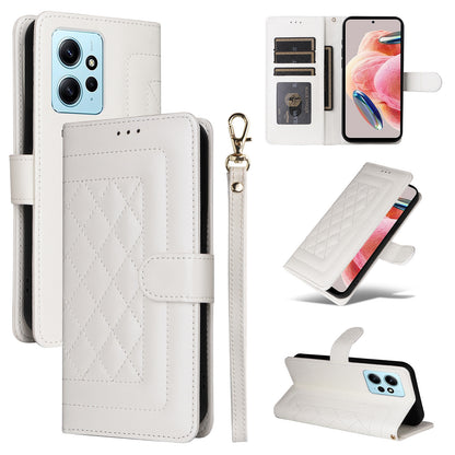Xiaomi Redmi Note 12 4G Diamond Lattice Leather Flip Phone Case - Durable and Convenient Holder with Precision Cutouts