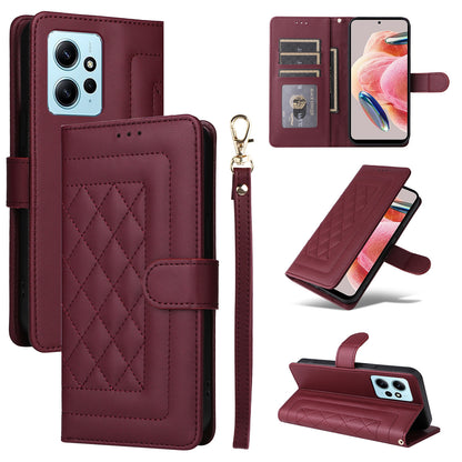 Xiaomi Redmi Note 12 4G Diamond Lattice Leather Flip Phone Case - Durable and Convenient Holder with Precision Cutouts