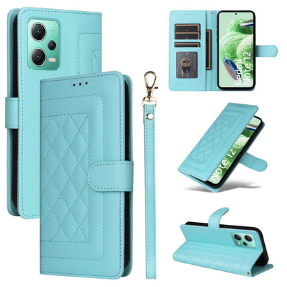 Xiaomi Redmi Note 12 5G / Poco X5 Diamond Lattice Leather Flip Phone Case - Durable and Convenient Holder with Precision Cutouts