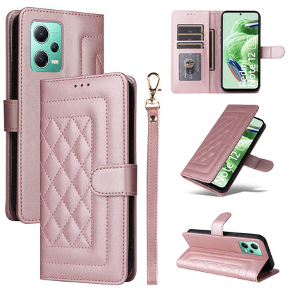 Xiaomi Redmi Note 12 5G / Poco X5 Diamond Lattice Leather Flip Phone Case - Durable and Convenient Holder with Precision Cutouts