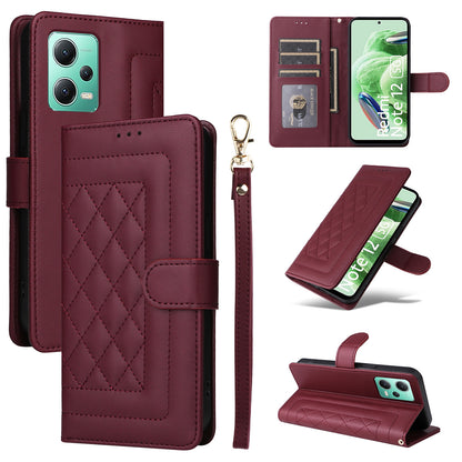 Xiaomi Redmi Note 12 5G / Poco X5 Diamond Lattice Leather Flip Phone Case - Durable and Convenient Holder with Precision Cutouts