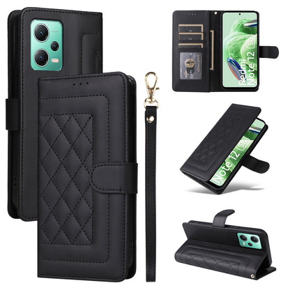 Xiaomi Redmi Note 12 5G / Poco X5 Diamond Lattice Leather Flip Phone Case - Durable and Convenient Holder with Precision Cutouts