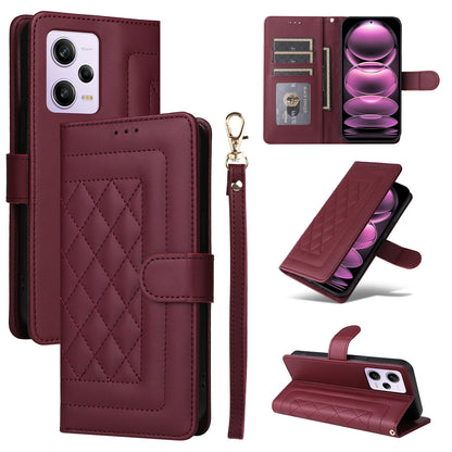 Xiaomi Redmi Note 12 Pro 5G Diamond Lattice Leather Flip Phone Case - Durable and Convenient Holder with Precision Cutouts
