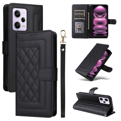 Xiaomi Redmi Note 12 Pro 5G Diamond Lattice Leather Flip Phone Case - Durable and Convenient Holder with Precision Cutouts