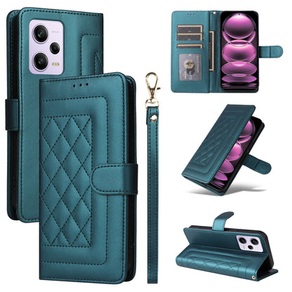 Xiaomi Redmi Note 12 Pro 5G Diamond Lattice Leather Flip Phone Case - Durable and Convenient Holder with Precision Cutouts