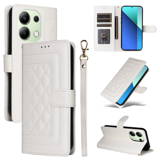 Xiaomi Redmi Note 13 4G Diamond Lattice Leather Flip Phone Case - Durable and Convenient Holder with Precision Cutouts