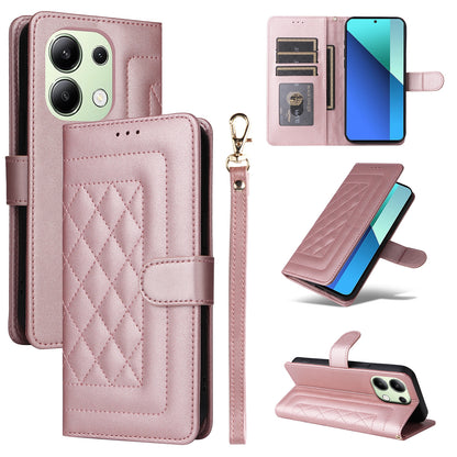 Xiaomi Redmi Note 13 4G Diamond Lattice Leather Flip Phone Case - Durable and Convenient Holder with Precision Cutouts