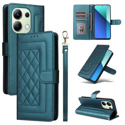 Xiaomi Redmi Note 13 4G Diamond Lattice Leather Flip Phone Case - Durable and Convenient Holder with Precision Cutouts