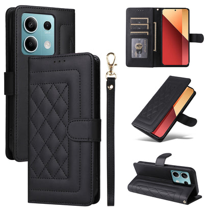 Xiaomi Redmi Note 13 5G Diamond Lattice Leather Flip Phone Case - Durable and Convenient Holder with Precision Cutouts