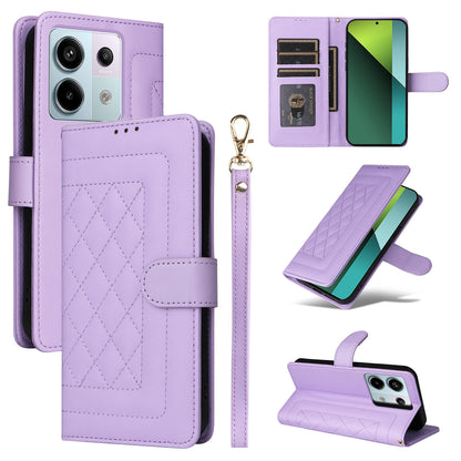 Xiaomi Redmi Note 13 Pro 5G Diamond Lattice Leather Flip Phone Case - Durable and Convenient Holder with Precision Cutouts