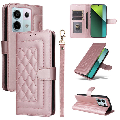 Xiaomi Redmi Note 13 Pro 5G Diamond Lattice Leather Flip Phone Case - Durable and Convenient Holder with Precision Cutouts