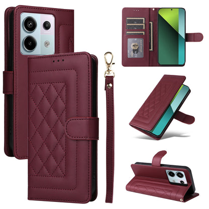 Xiaomi Redmi Note 13 Pro 5G Diamond Lattice Leather Flip Phone Case - Durable and Convenient Holder with Precision Cutouts