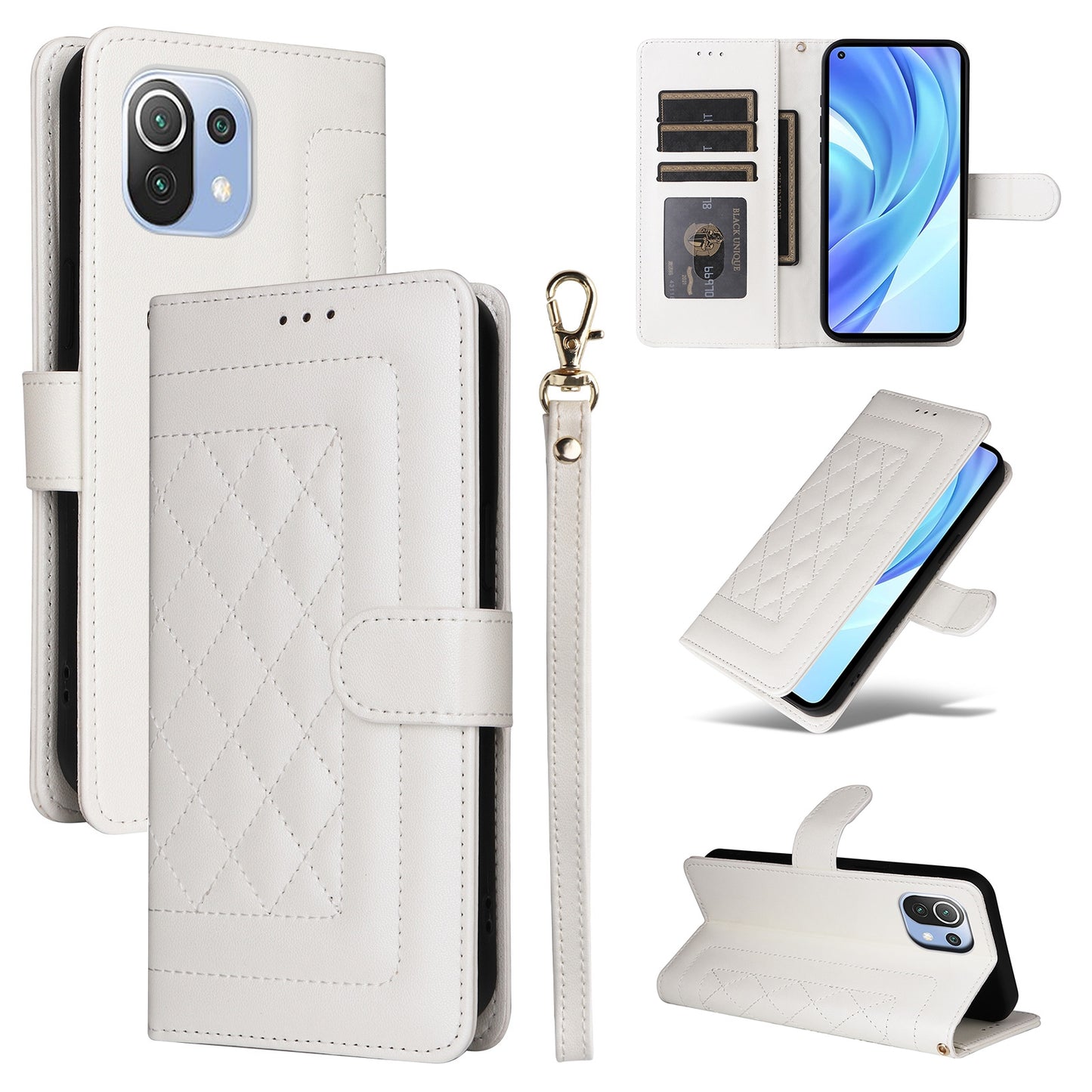 Xiaomi Mi 11 Lite Diamond Lattice Leather Flip Phone Case - Durable and Convenient Holder with Precision Cutouts
