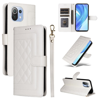 Xiaomi Mi 11 Lite Diamond Lattice Leather Flip Phone Case - Durable and Convenient Holder with Precision Cutouts
