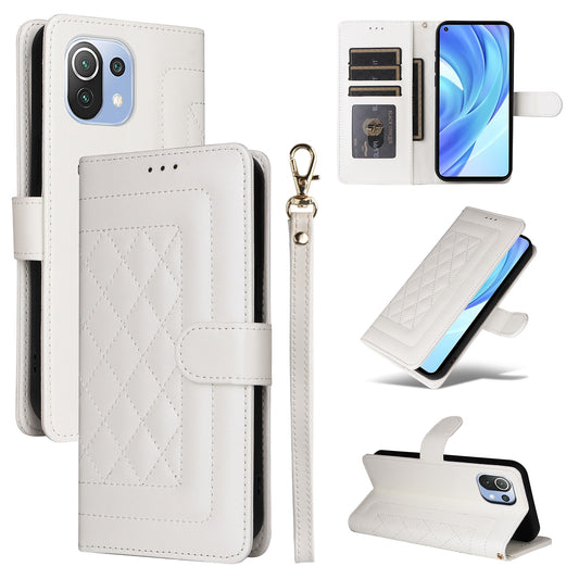 Xiaomi Mi 11 Lite Diamond Lattice Leather Flip Phone Case - Durable and Convenient Holder with Precision Cutouts