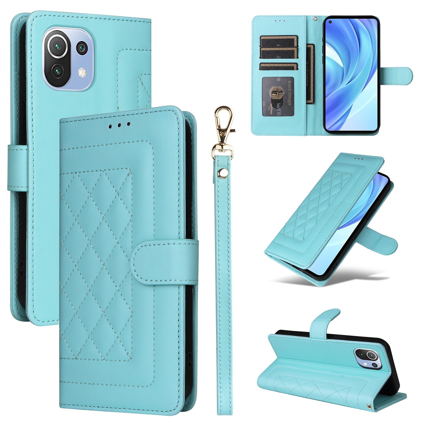 Xiaomi Mi 11 Lite Diamond Lattice Leather Flip Phone Case - Durable and Convenient Holder with Precision Cutouts
