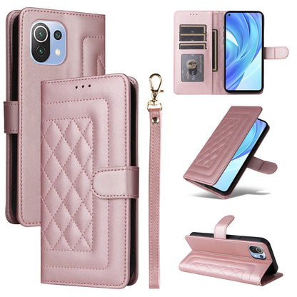 Xiaomi Mi 11 Lite Diamond Lattice Leather Flip Phone Case - Durable and Convenient Holder with Precision Cutouts