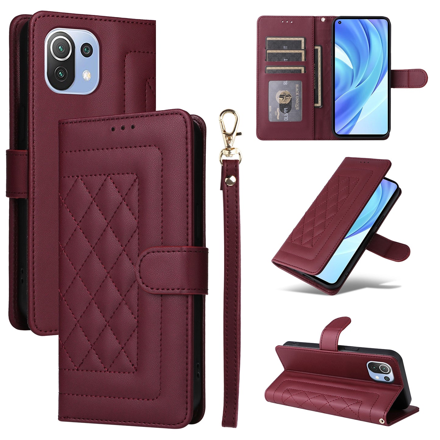 Xiaomi Mi 11 Lite Diamond Lattice Leather Flip Phone Case - Durable and Convenient Holder with Precision Cutouts
