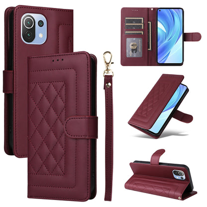 Xiaomi Mi 11 Lite Diamond Lattice Leather Flip Phone Case - Durable and Convenient Holder with Precision Cutouts