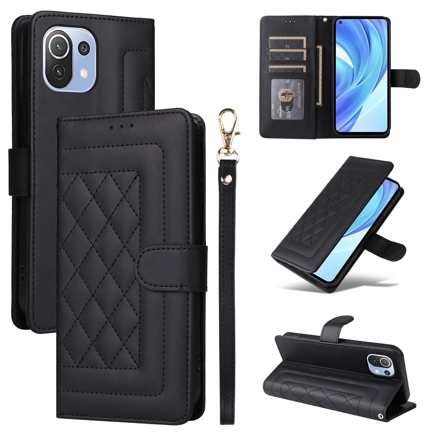 Xiaomi Mi 11 Lite Diamond Lattice Leather Flip Phone Case - Durable and Convenient Holder with Precision Cutouts