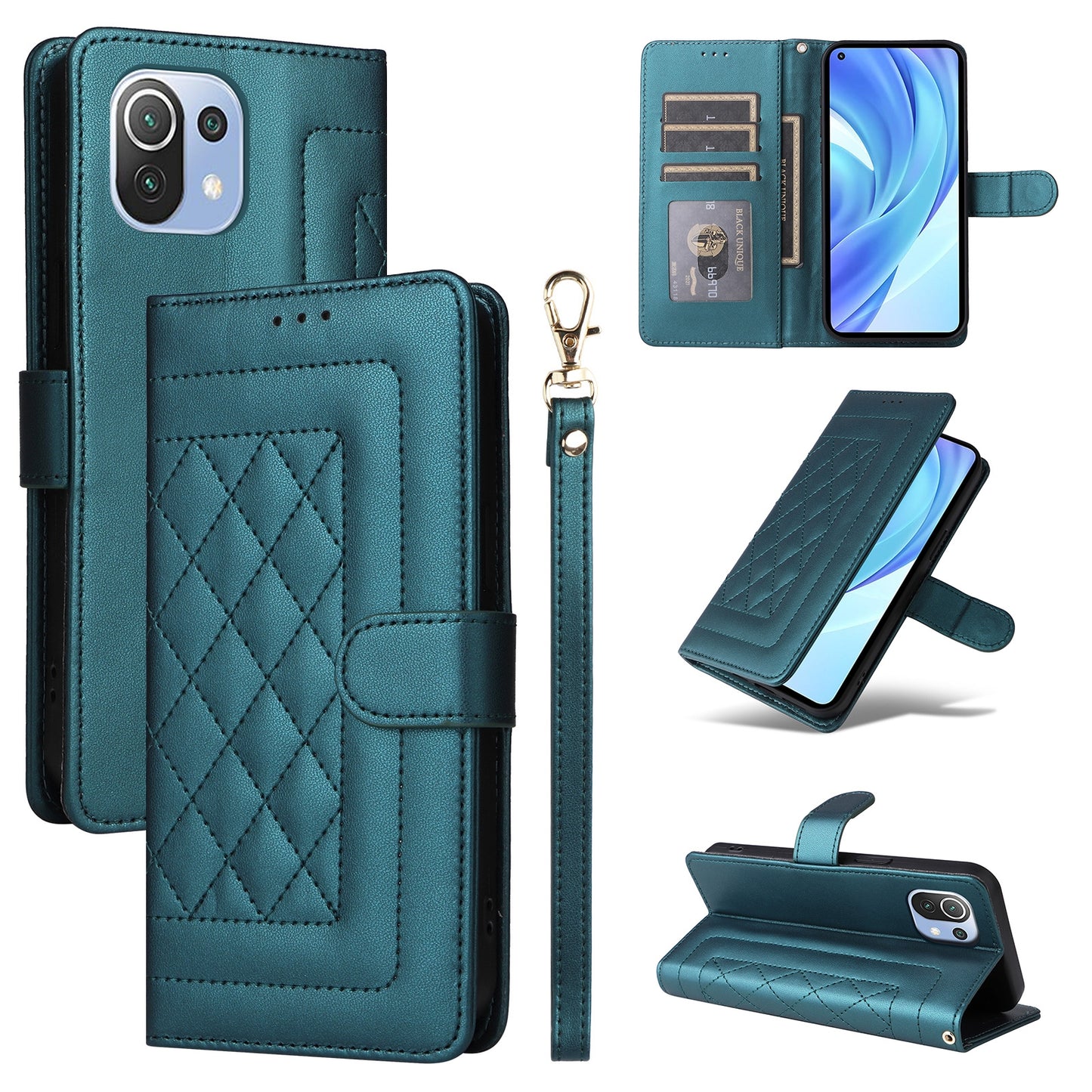 Xiaomi Mi 11 Lite Diamond Lattice Leather Flip Phone Case - Durable and Convenient Holder with Precision Cutouts