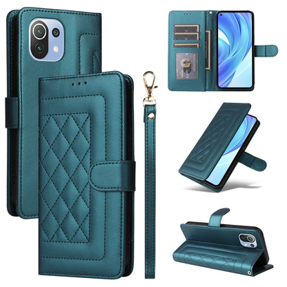 Xiaomi Mi 11 Lite Diamond Lattice Leather Flip Phone Case - Durable and Convenient Holder with Precision Cutouts