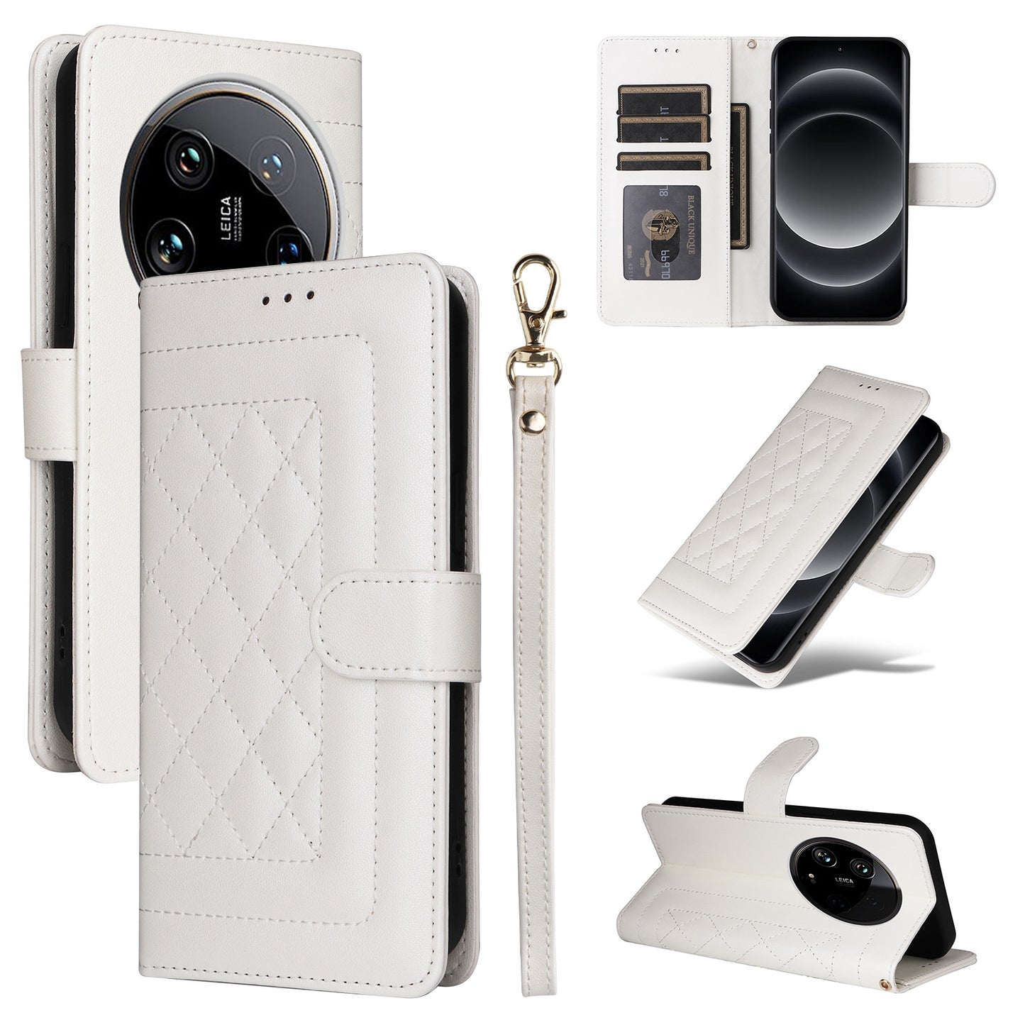 Xiaomi 14 Ultra Diamond Lattice Leather Flip Phone Case - Durable and Convenient Holder with Precision Cutouts