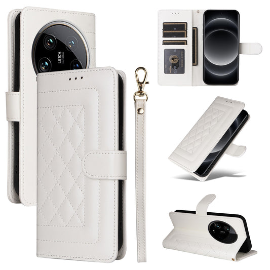 Xiaomi 14 Ultra Diamond Lattice Leather Flip Phone Case - Durable and Convenient Holder with Precision Cutouts
