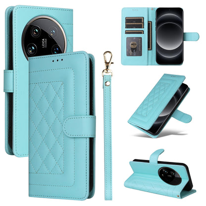 Xiaomi 14 Ultra Diamond Lattice Leather Flip Phone Case - Durable and Convenient Holder with Precision Cutouts