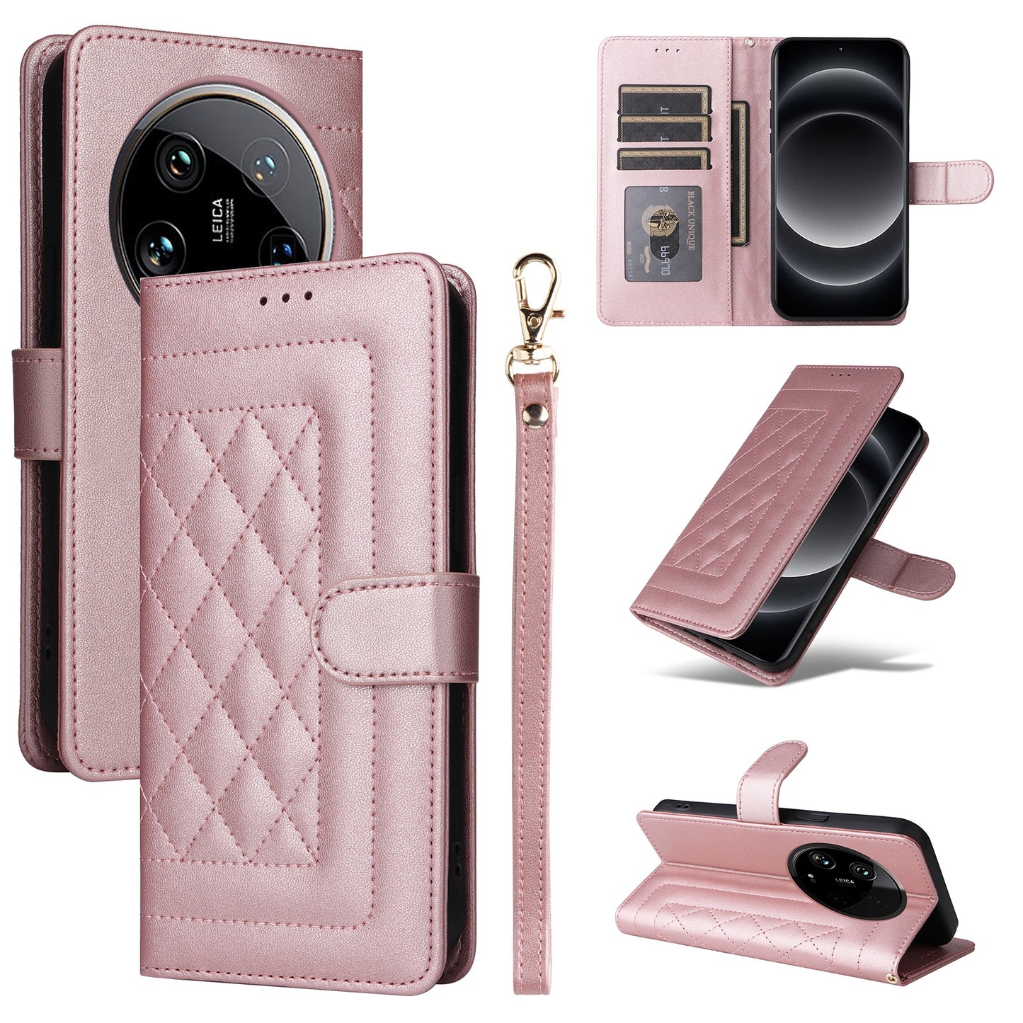 Xiaomi 14 Ultra Diamond Lattice Leather Flip Phone Case - Durable and Convenient Holder with Precision Cutouts