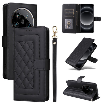 Xiaomi 14 Ultra Diamond Lattice Leather Flip Phone Case - Durable and Convenient Holder with Precision Cutouts