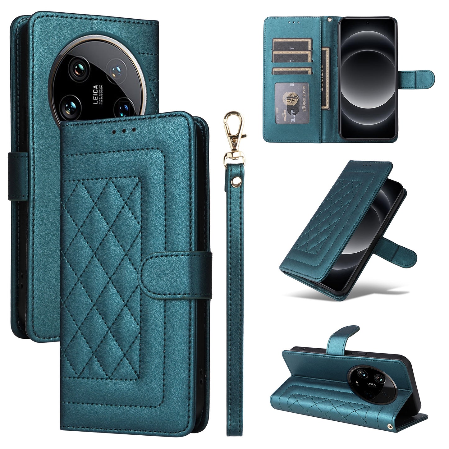 Xiaomi 14 Ultra Diamond Lattice Leather Flip Phone Case - Durable and Convenient Holder with Precision Cutouts