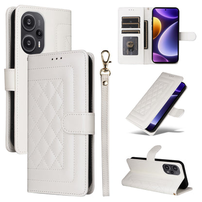 Xiaomi Poco F5 Diamond Lattice Leather Flip Phone Case - Durable and Convenient Holder with Precision Cutouts