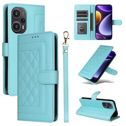 Xiaomi Poco F5 Diamond Lattice Leather Flip Phone Case - Durable and Convenient Holder with Precision Cutouts