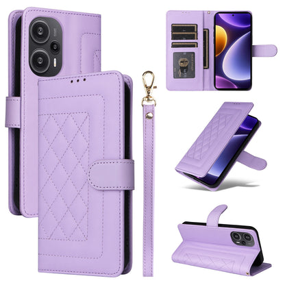 Xiaomi Poco F5 Diamond Lattice Leather Flip Phone Case - Durable and Convenient Holder with Precision Cutouts