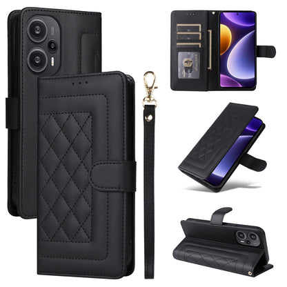 Xiaomi Poco F5 Diamond Lattice Leather Flip Phone Case - Durable and Convenient Holder with Precision Cutouts