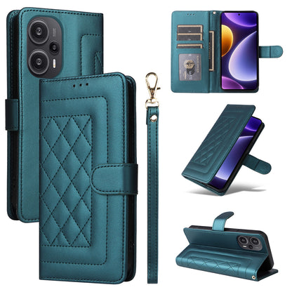 Xiaomi Poco F5 Diamond Lattice Leather Flip Phone Case - Durable and Convenient Holder with Precision Cutouts