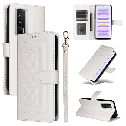 Xiaomi Poco F5 Pro Diamond Lattice Leather Flip Phone Case - Durable and Convenient Holder with Precision Cutouts