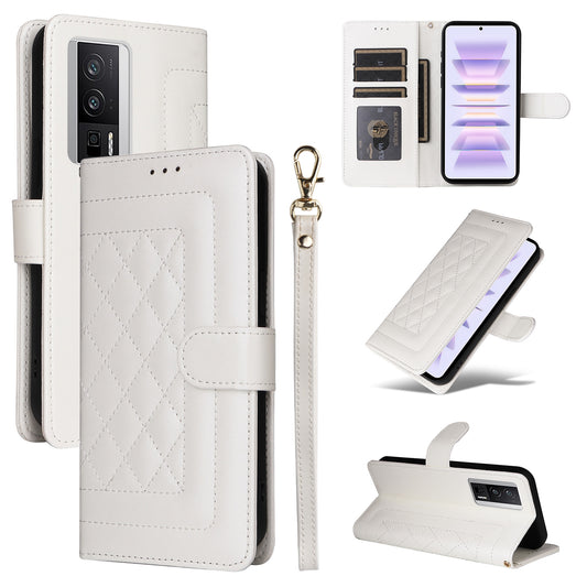 Xiaomi Poco F5 Pro Diamond Lattice Leather Flip Phone Case - Durable and Convenient Holder with Precision Cutouts